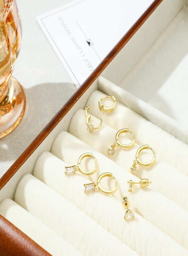 Kyerlyn Stud Earrings for Women Dainty Small Hoop Earrings 14K Gold Plated Cartilage Earring Set CZ Dangle Huggie Earrings Lightweight Hypoallergenic Earrings Trendy Multiple Piercings Jewelry Gifts - Image 5